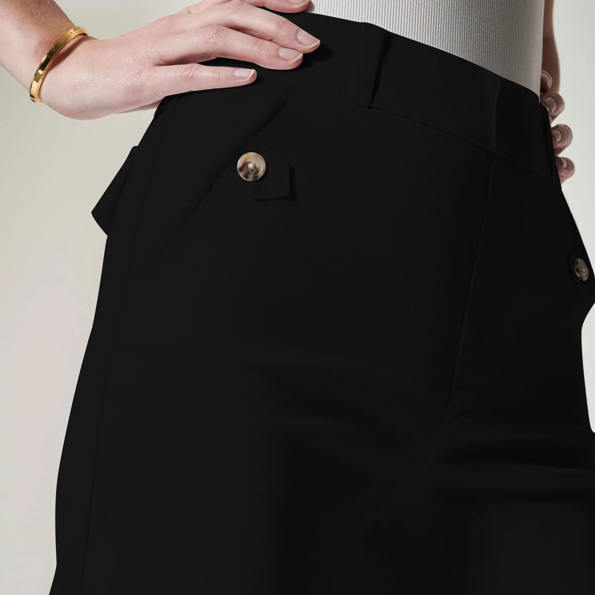 Stretch Twill Cropped Wide Leg Pants (BUY 4 FREE SHIPPING)
