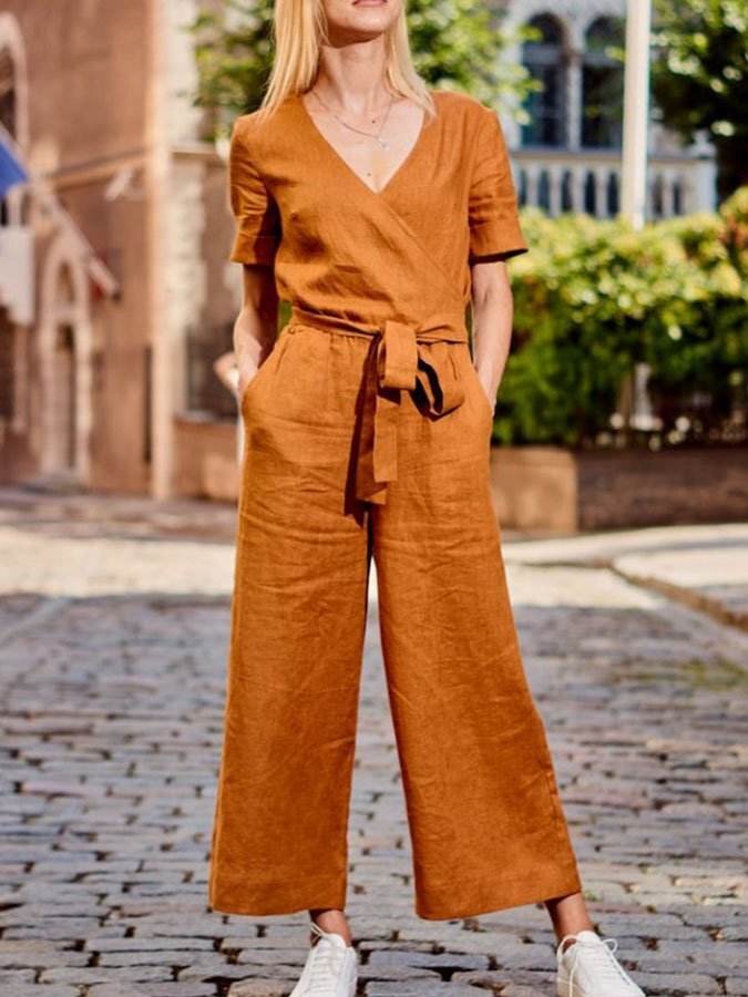 Solid Color Casual Jumpsuit - kukua