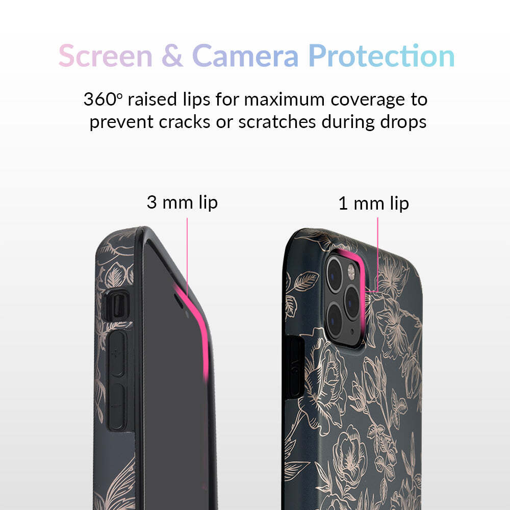 Floral Rose Gold Chrome iPhone Case