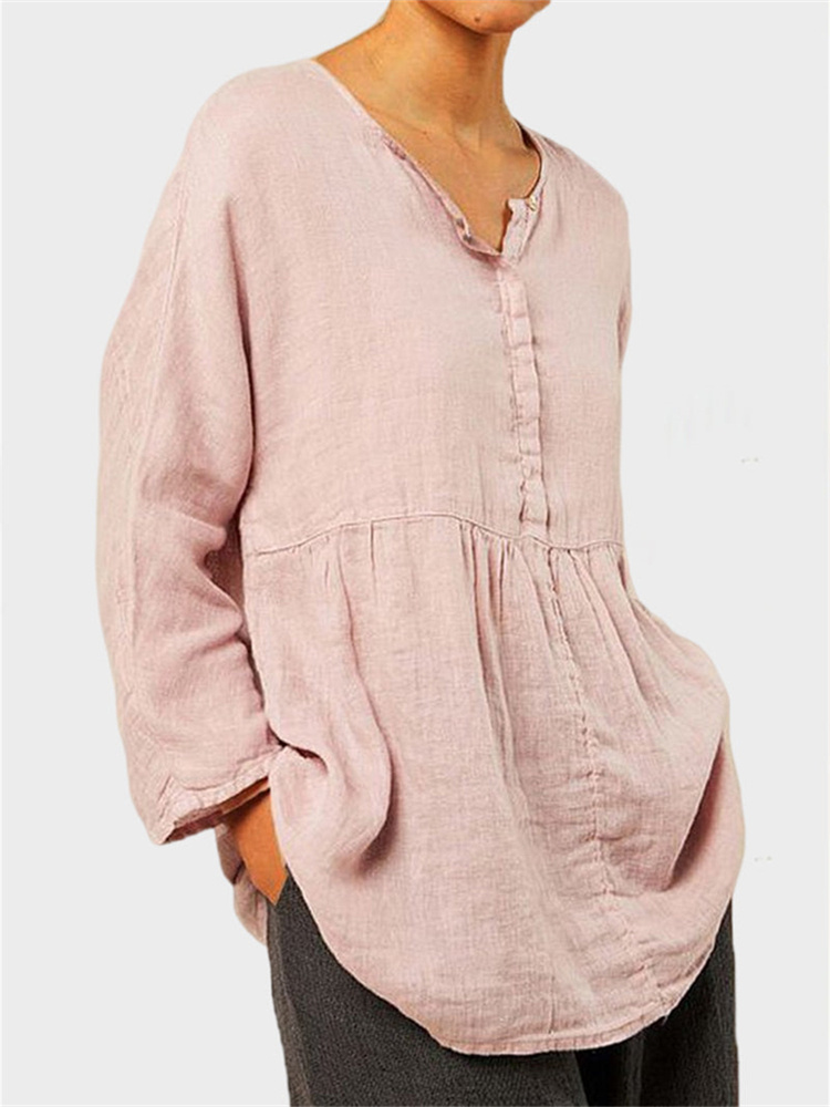 Comfy A Line Pleated Button Up Tunic
