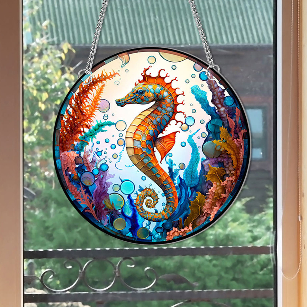 Suncatcher Acrylic Panel Sun Catchers Wall Hanging Decor Seahorse