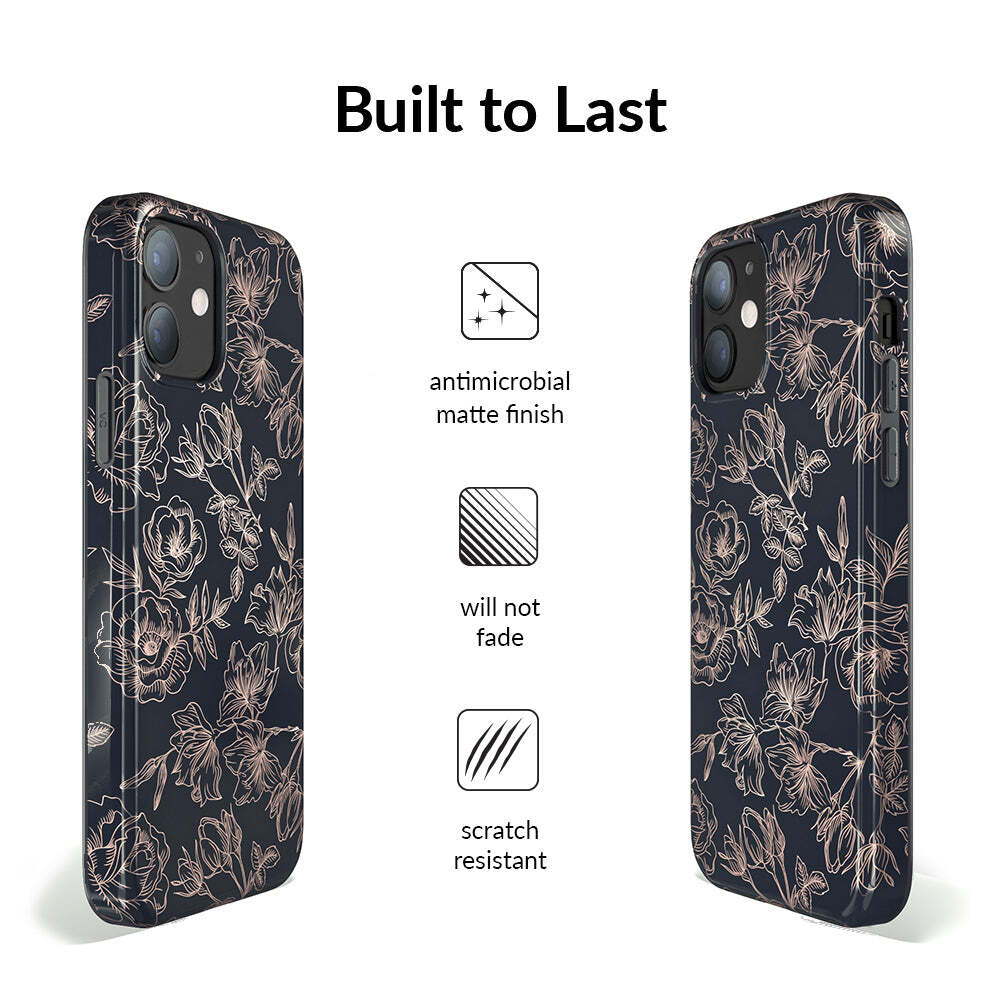 Floral Rose Gold Chrome iPhone Case