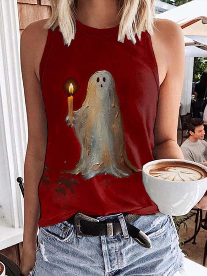 Ghost Painting Candle Print Tank Top