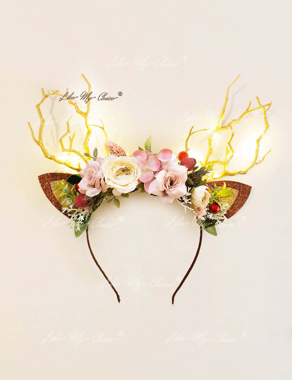 Reindeer Headband- Glamour Burgundy Spring