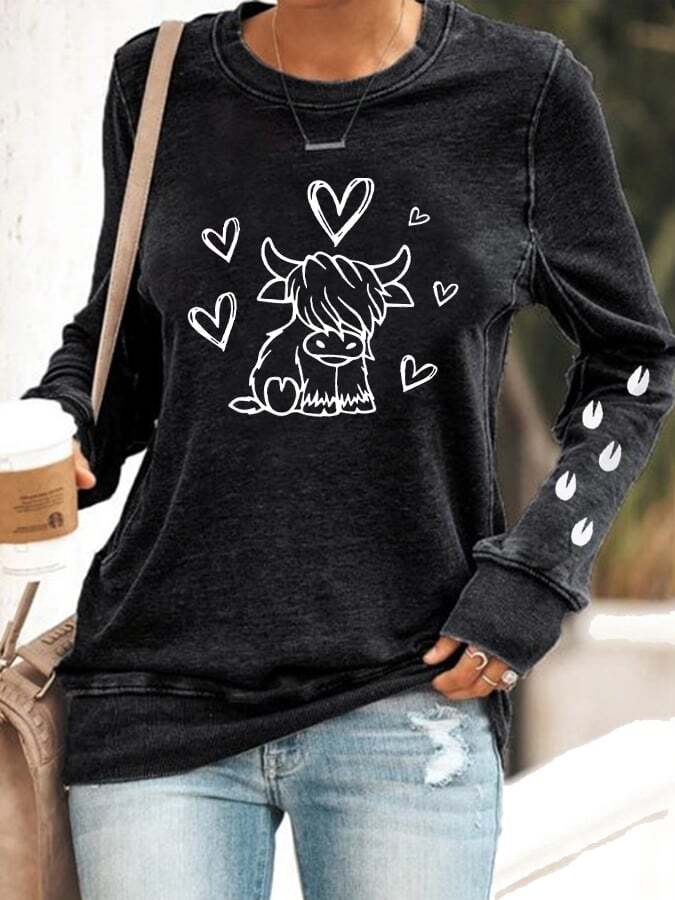 Women's Cute Highland Cow Sweatshirt