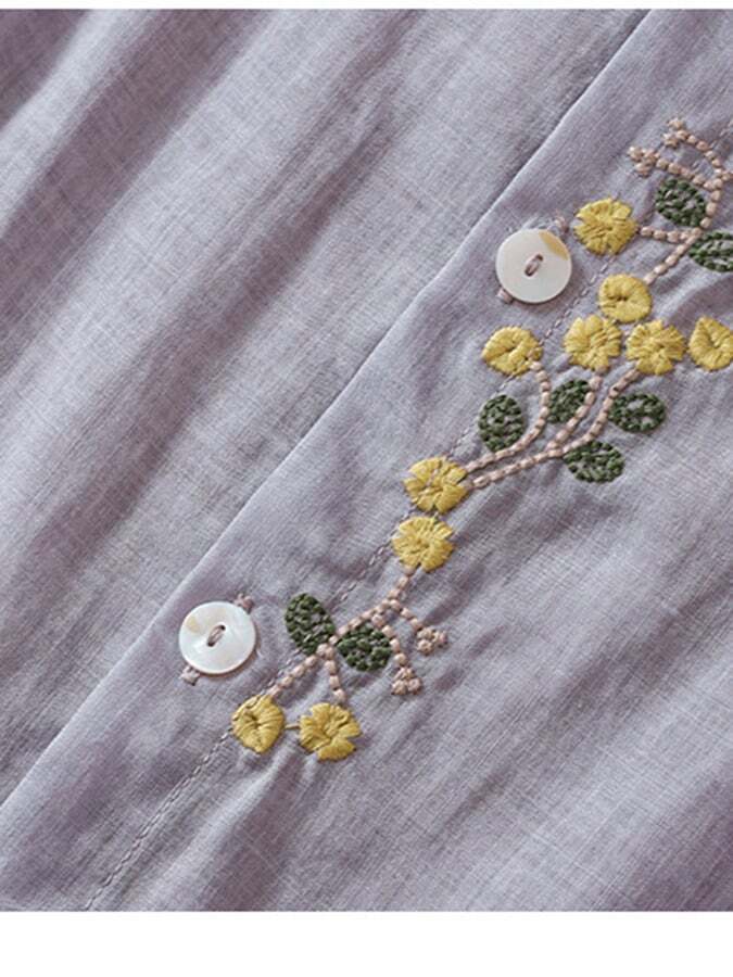 Literary Simple Embroidery Dress