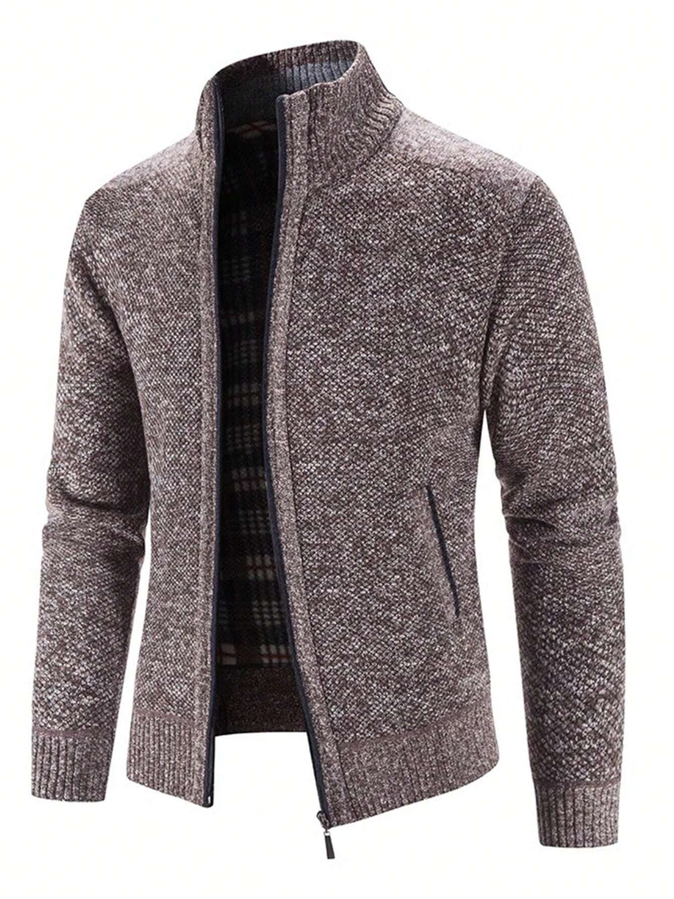 Men Zip Up Thermal Cardigan