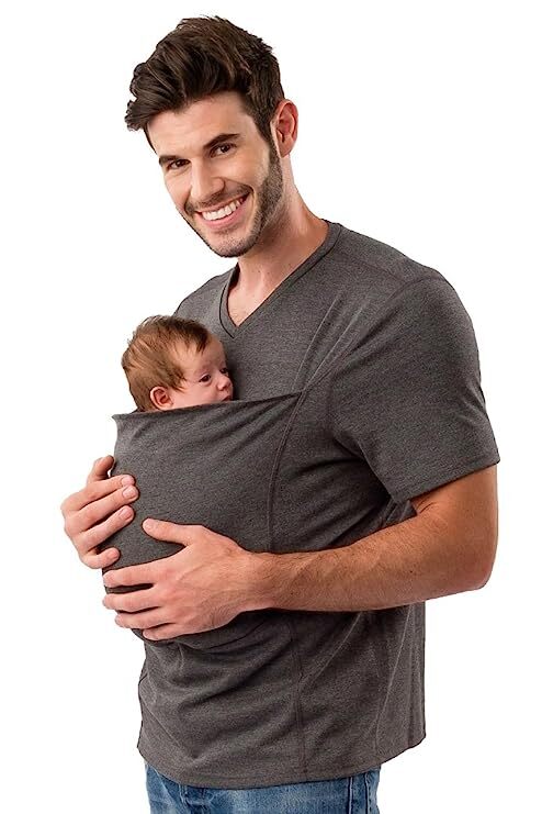 This Dad Shirt Has a Giant Front Pocket For Holding Baby