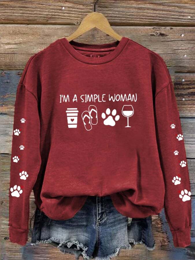 Women's  I'm A Simple Woman Dog Paws Prnted Sweatshirt