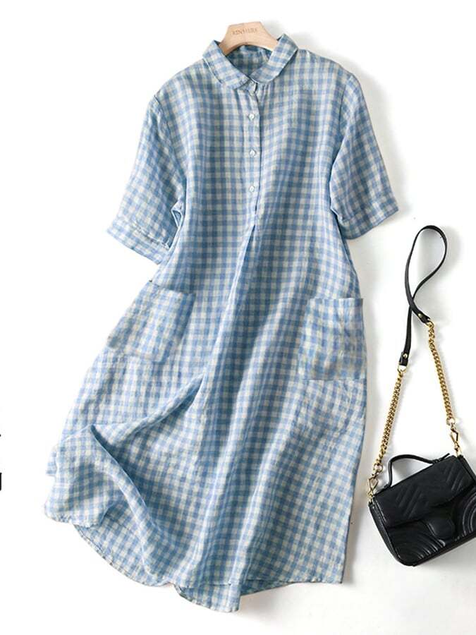 Relaxed Check Pocket Dress