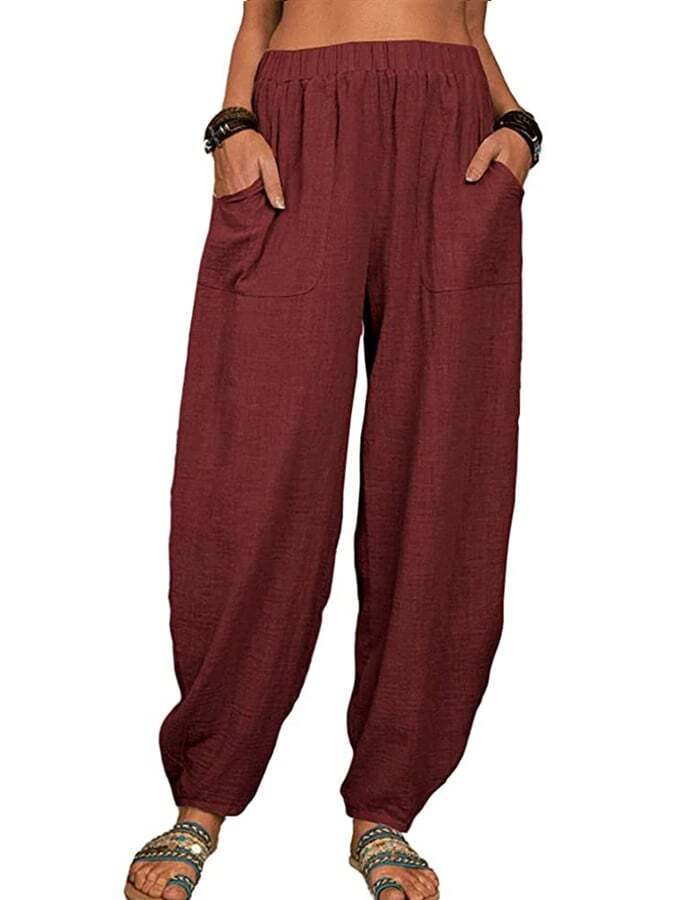 Women's Casual Pocket Loose Trousers
