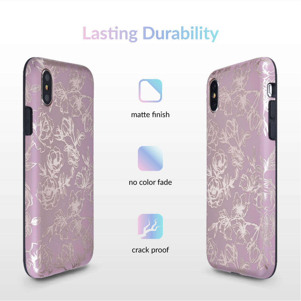 Dusty Rose Chrome Floral iPhone Case