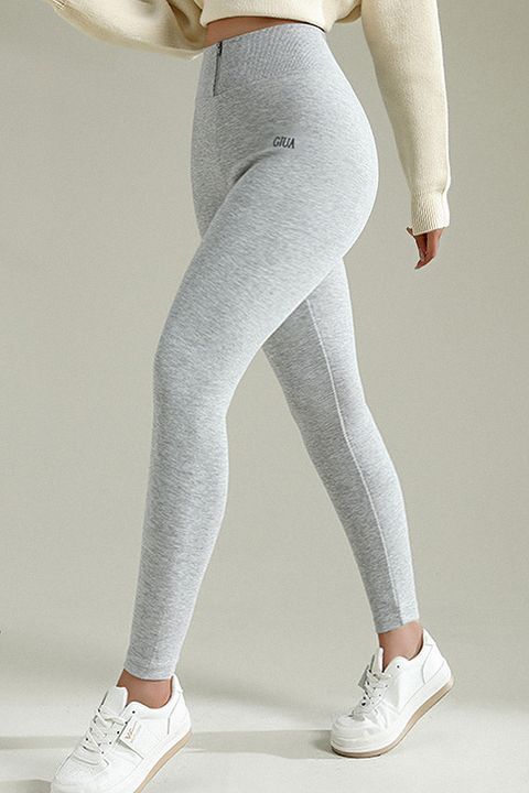 Letter Embroidery Zip Up Thermal Lined Sports Leggings