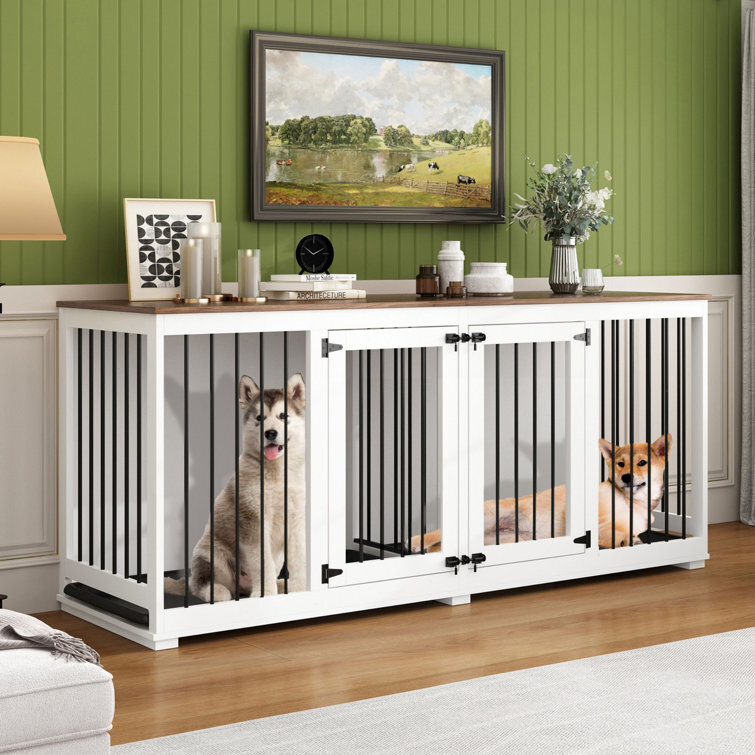 Large Dog Crate Furniture With Tray And Divider Arucite