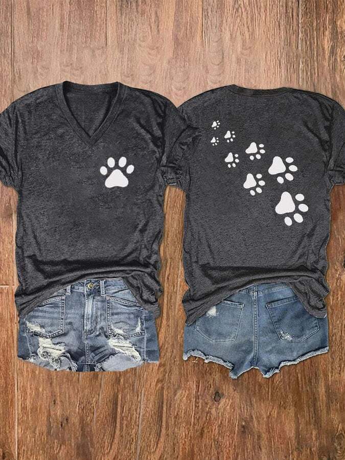 Women's Dog Paw Print T-Shirt