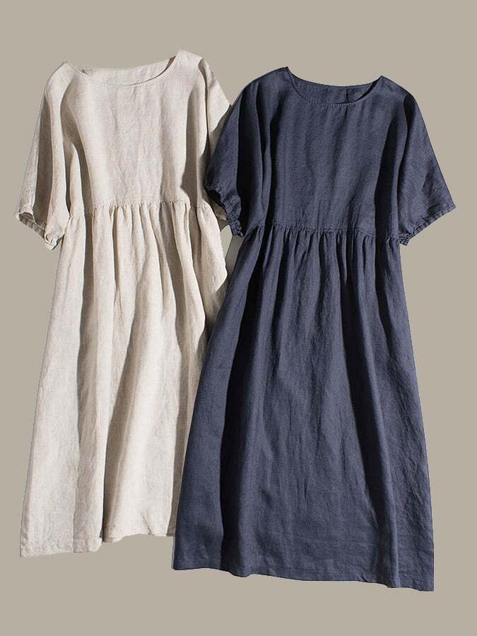 Literary And Retro Cotton Linen Dress