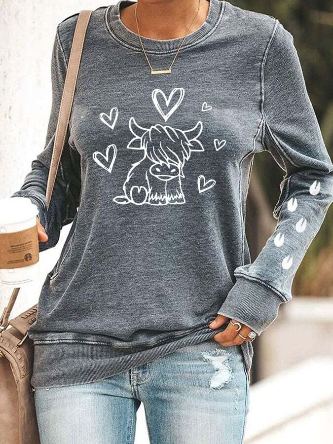 Women's Cute Highland Cow Sweatshirt