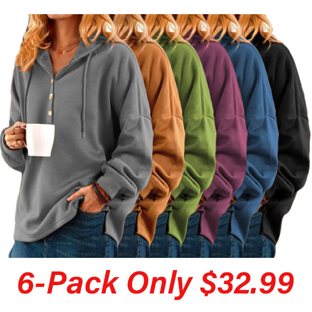 🔥Hot Sale Up To 70% OFF! -Vintage Solid Color Long Sleeve Buttoned Sweatshirt