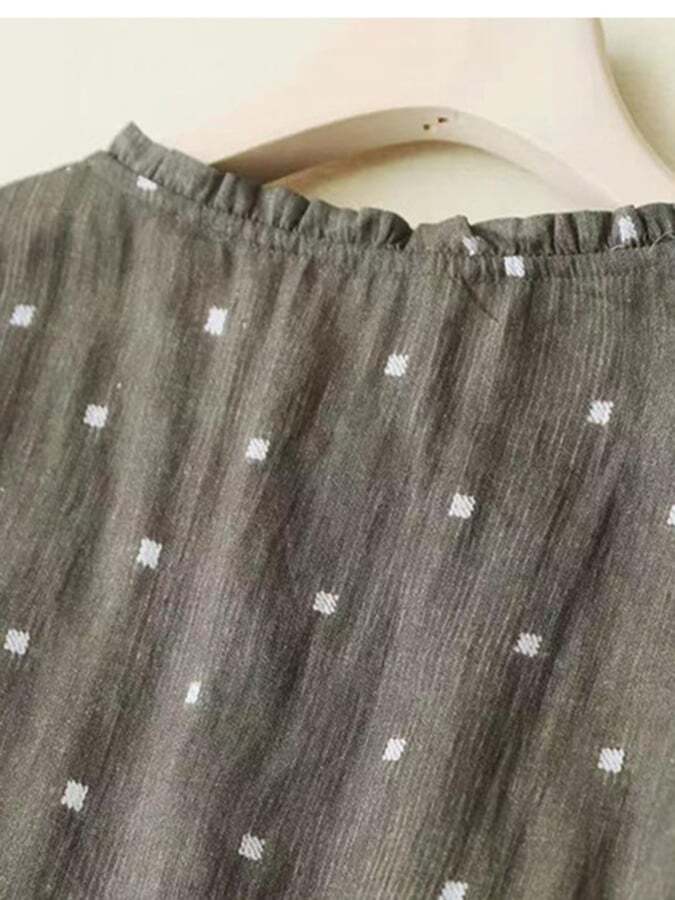 Art Retro Loose Short Sleeve Printed Belt Dress