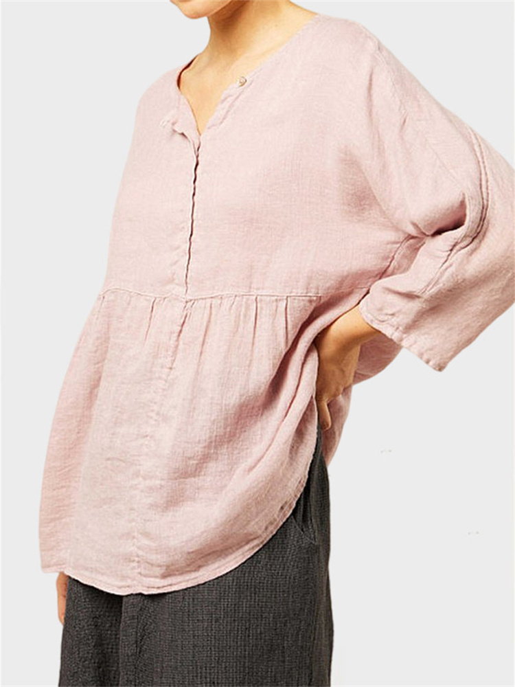 Comfy A Line Pleated Button Up Tunic