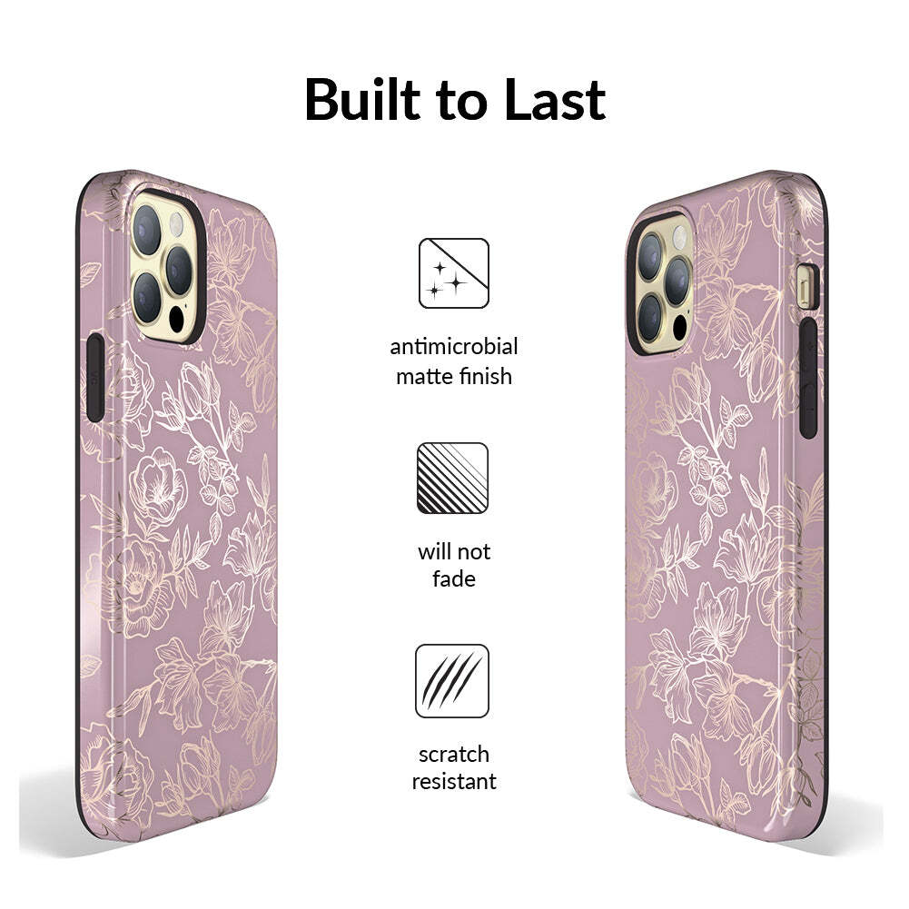 Dusty Rose Chrome Floral iPhone Case