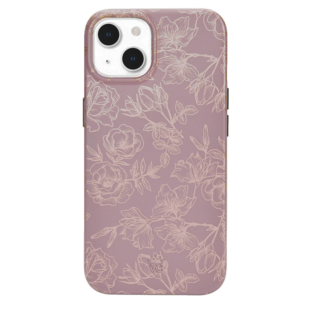 Dusty Rose Chrome Floral iPhone Case