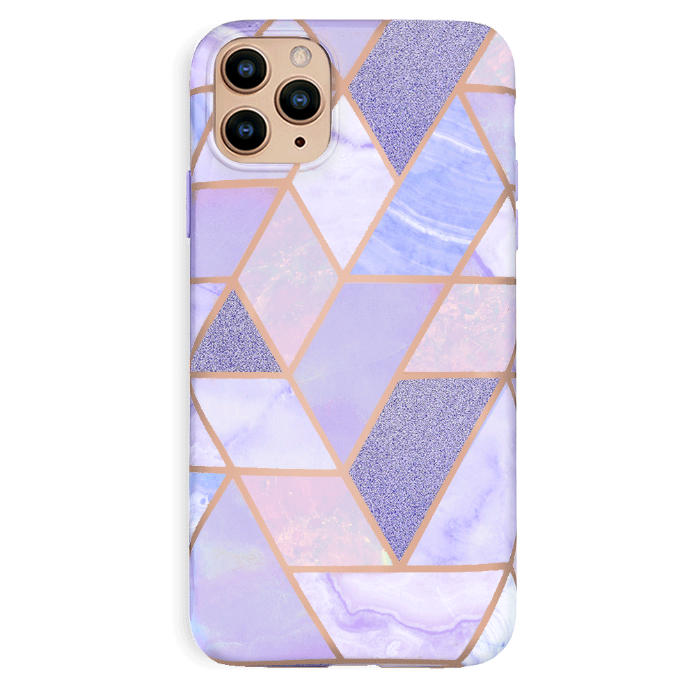 Purple Geometric Marble iPhone Case