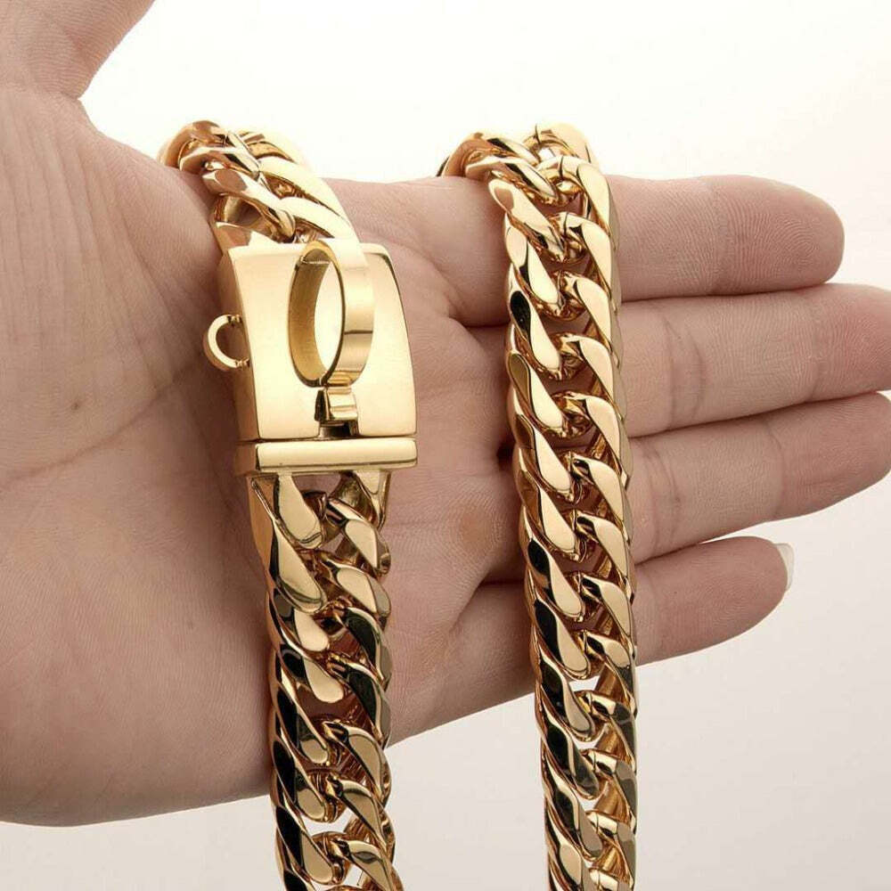 Thick gold chain pet safety collar