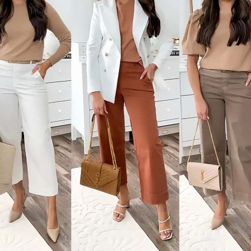 Stretch Twill Cropped Wide Leg Pants (BUY 4 FREE SHIPPING)