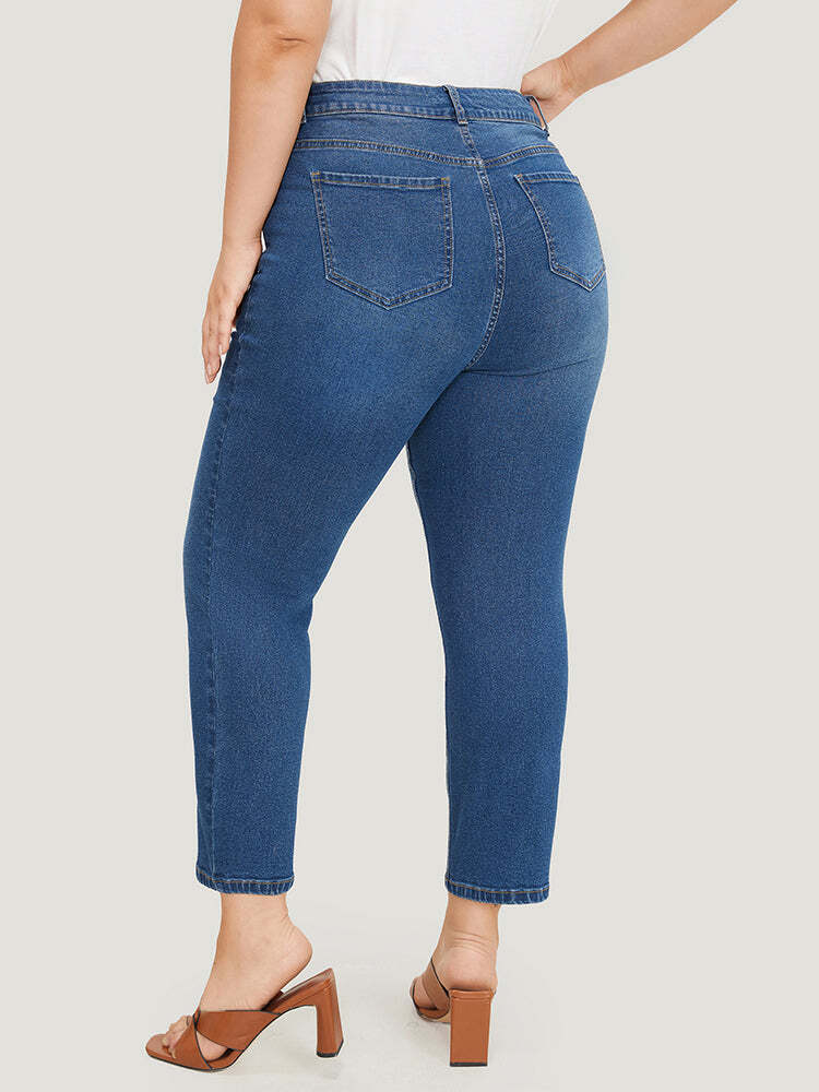 Very Stretchy Pocket High Rise Patchwork Jeans