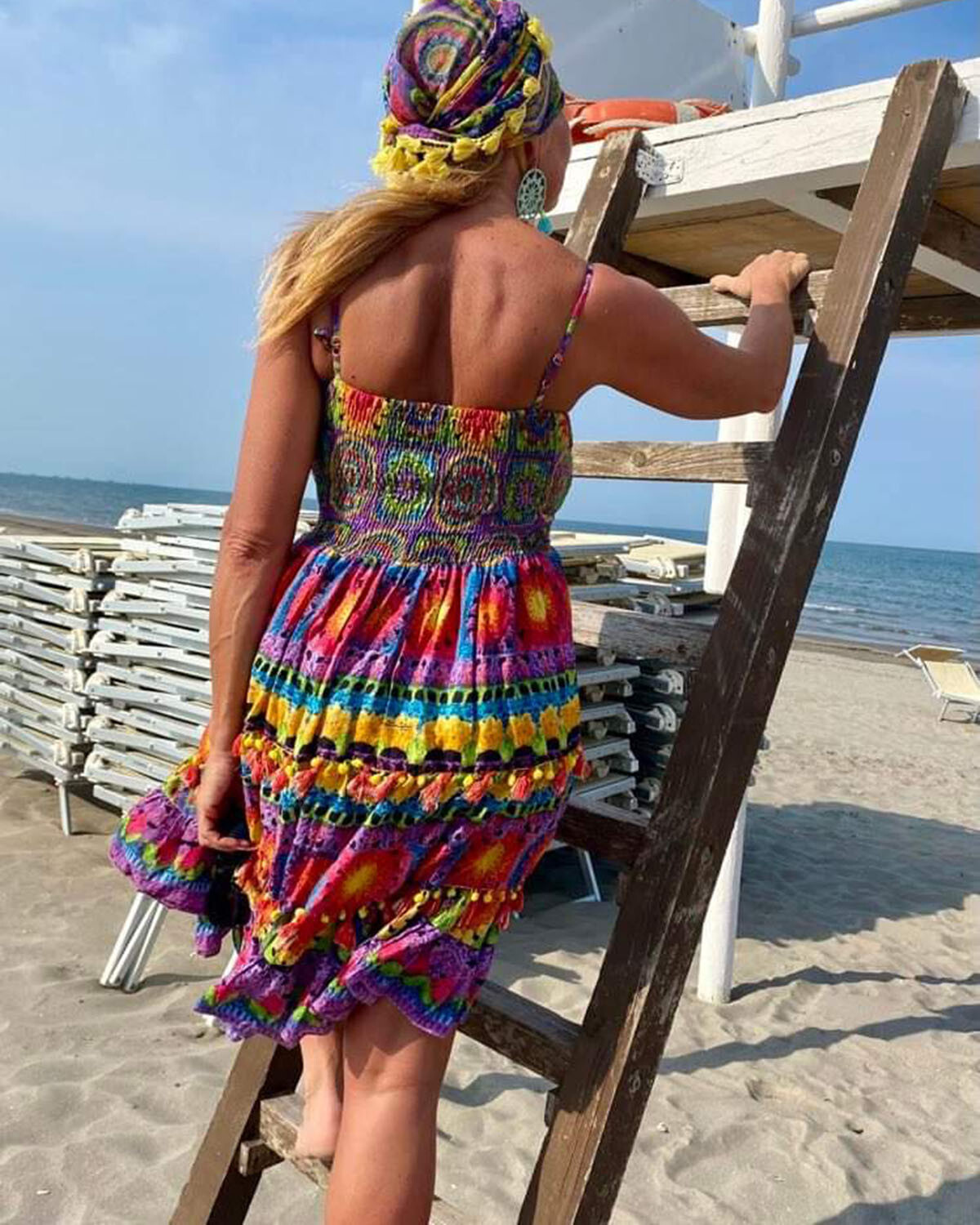 Bohemian Vacation Printed Dress  07e3