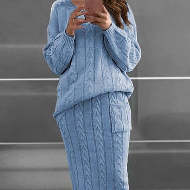 Solid Color Sweater Dress