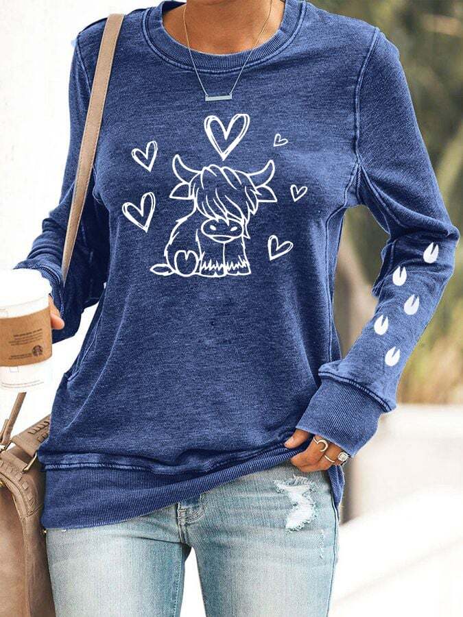 Women's Cute Highland Cow Sweatshirt