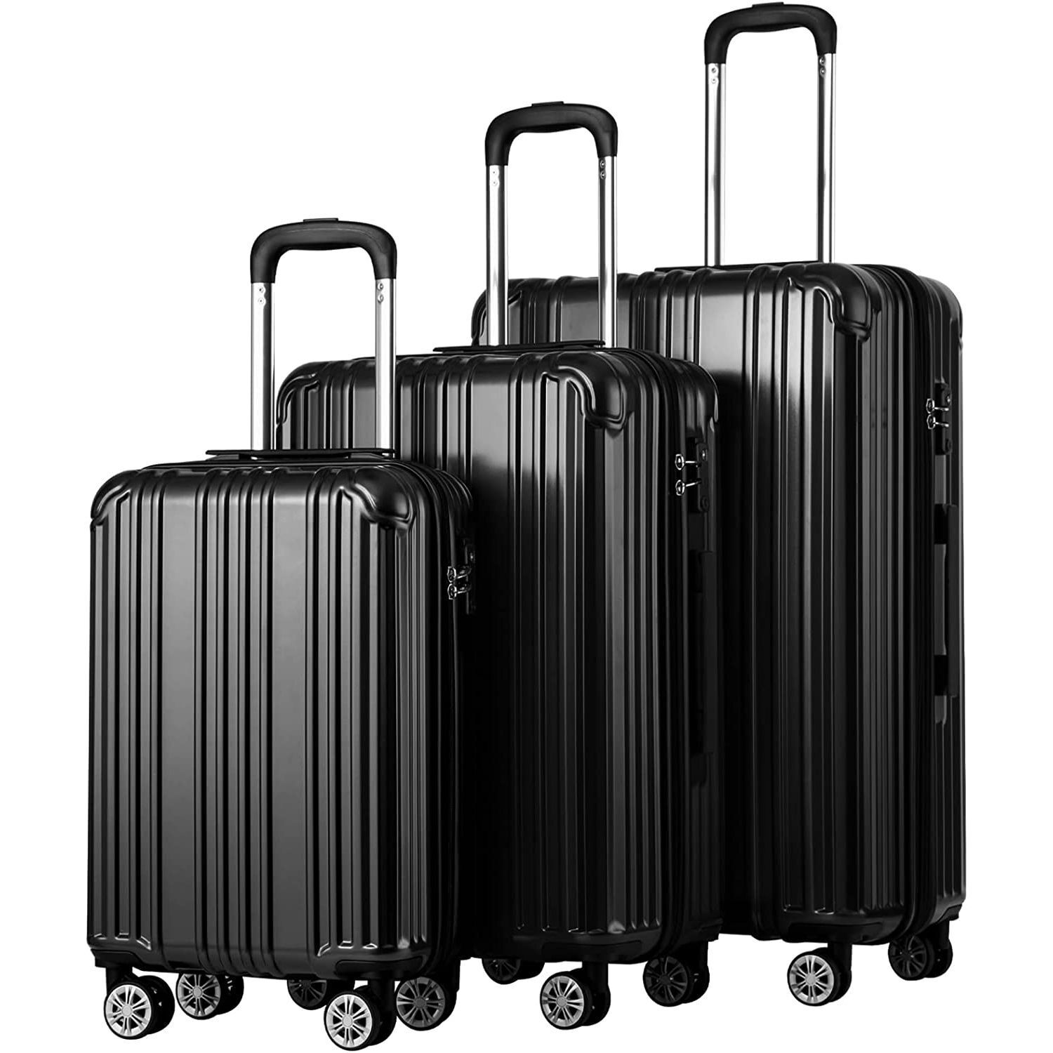 Luggage Expandable Suitcase PC+ABS 3 Piece Set with TSA Lock Spinner C