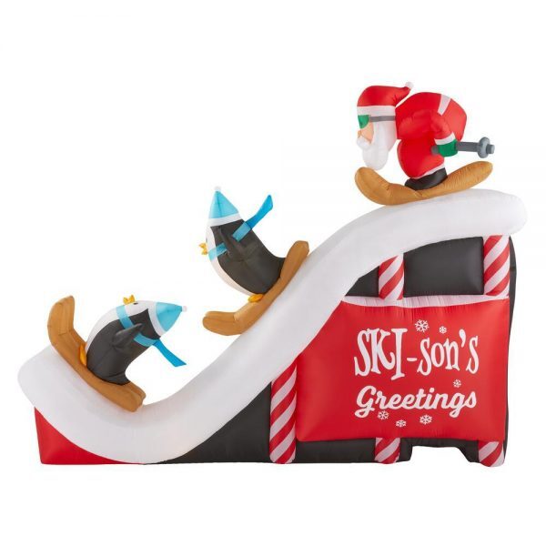 Christmas-inflatable santa ski scene