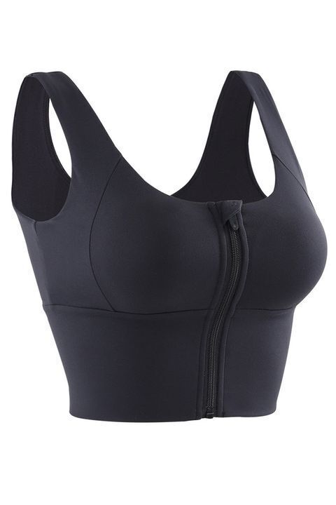 Solid Zip Up High Support Sports Bra
