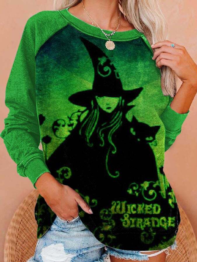 Women's Casual Halloween Print Long Sleeve Sweatshirt