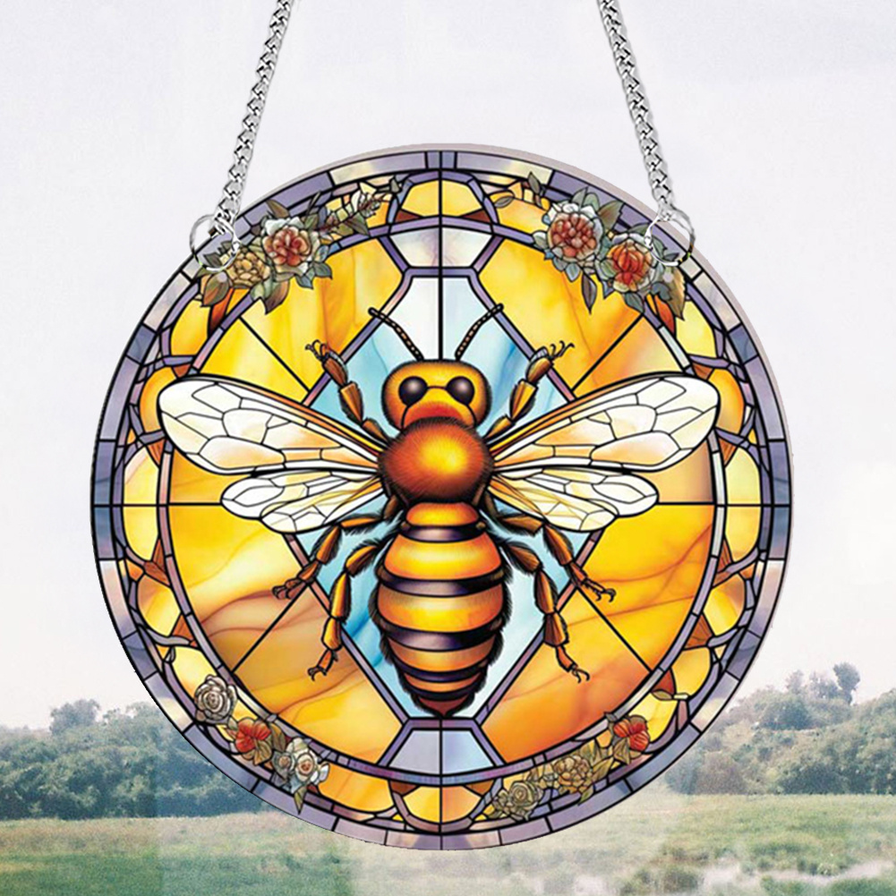Handcrafted Bee Suncatcher Window Hanging Stained Glass - Perfect Gift for Bee Lovers and Gardeners - Adds Beauty and Charm to Any Room