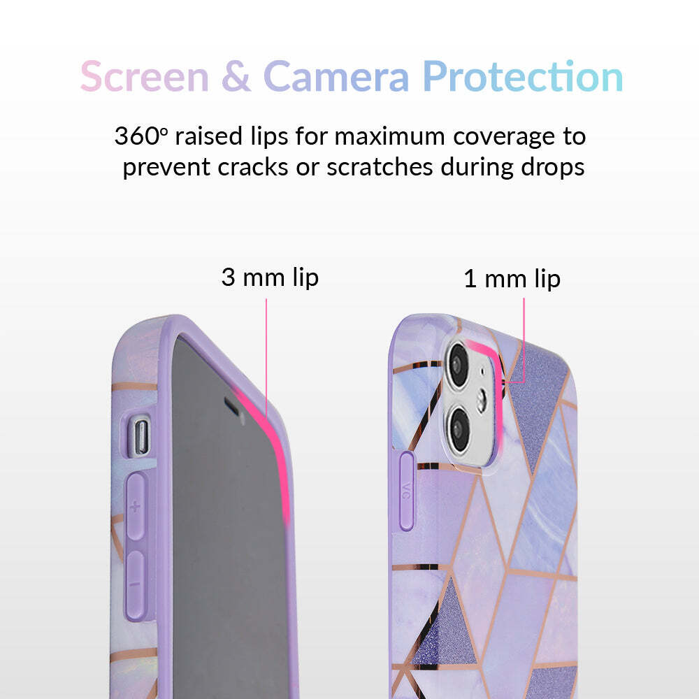 Purple Geometric Marble iPhone Case