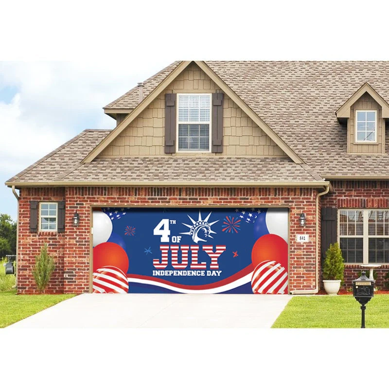 Patriotic Independence Day Flag Garage Door Banner Mural - nelumio