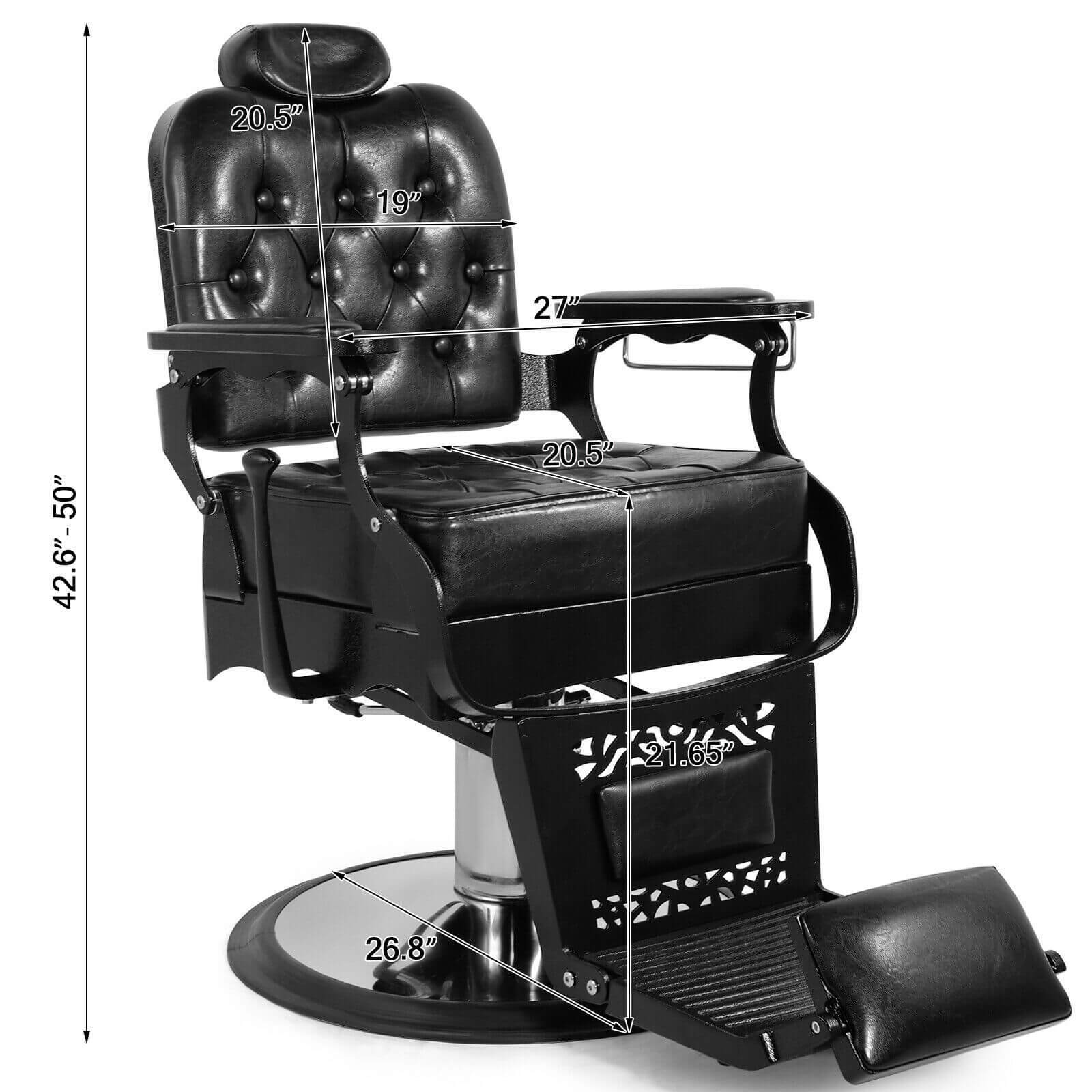 #5041 Vintage Barber Chair Heavy Duty Hydraulic Recline Salon Chair