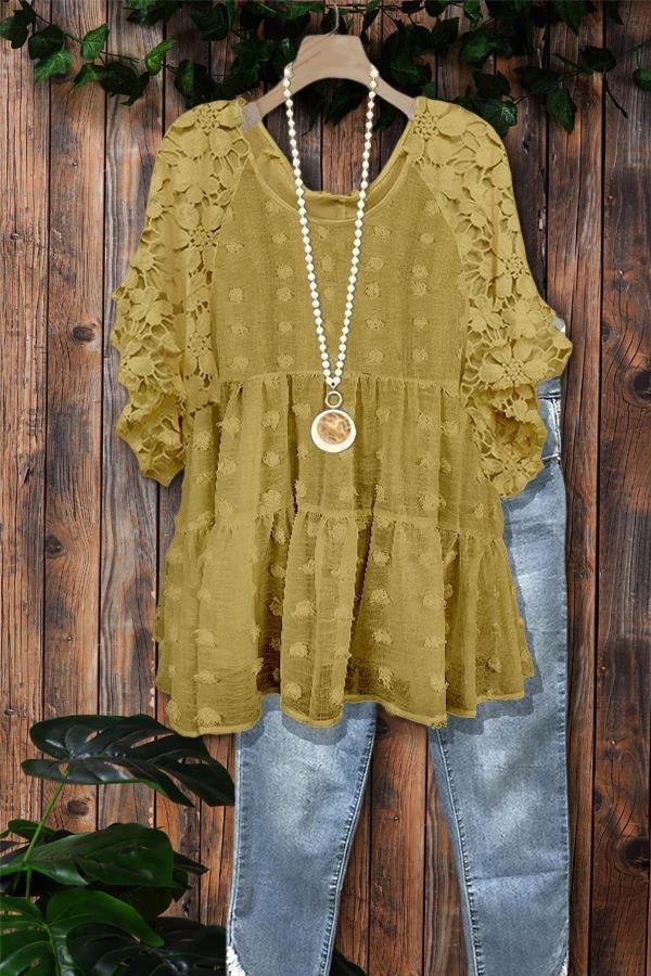 Floral Pattern Lace Patchwork Blouse