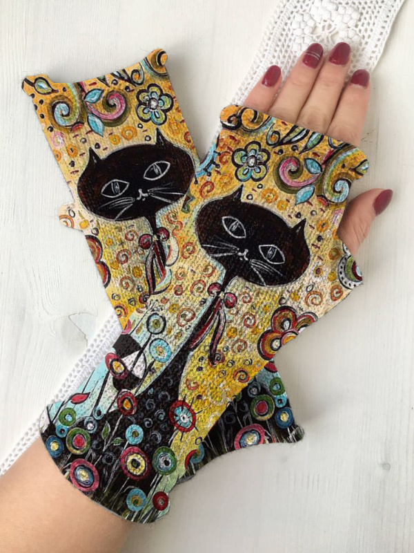 (Ship within 24 hours)Retro casual knit fingerless gloves