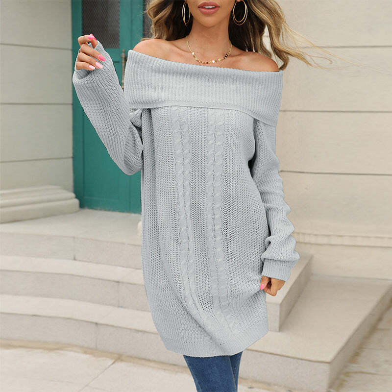 Standard Off The Shoulder knitted sweater dress
