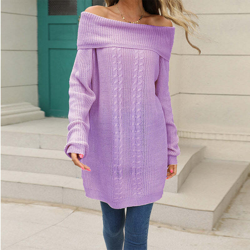Standard Off The Shoulder knitted sweater dress