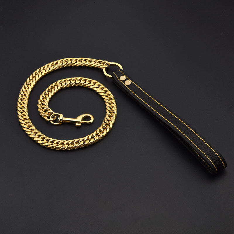 Thick gold chain pet safety collar