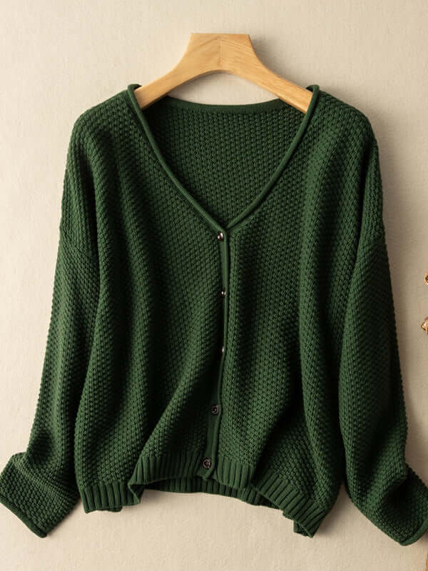 100% Natural Material Knitted Cardigan Women's Literary Retro Loose And Thin Spring And Autumn Sweater Coat In One-Size