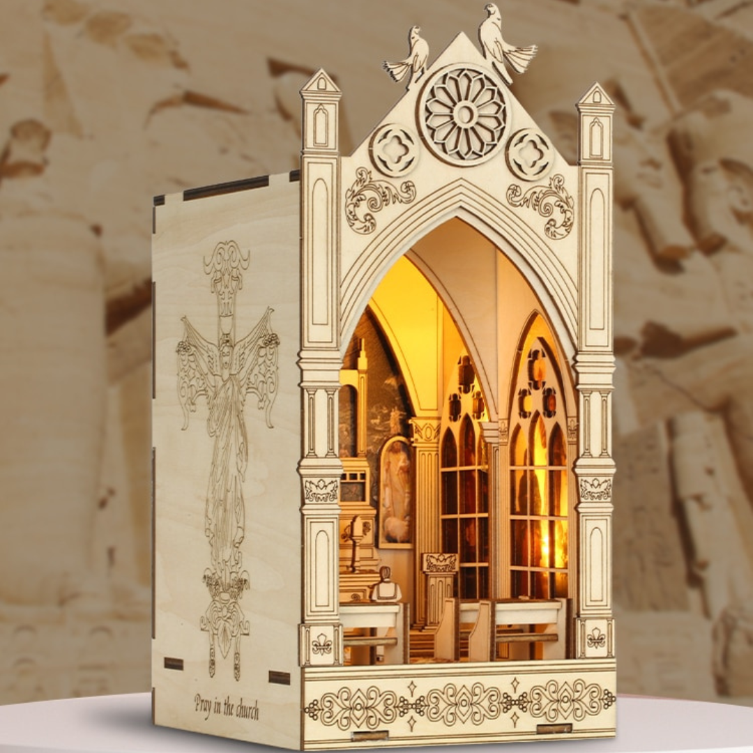 Prayer in Church Book Nook 3D Wooden Puzzle