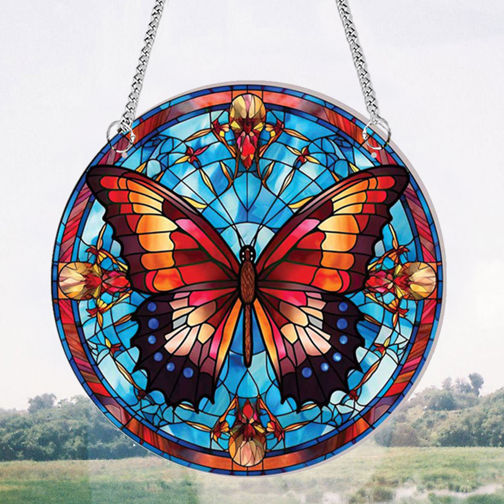 Butterfly Stained Suncatcher Stain Glass Window Hanging For Home, Office, Kitchen And Living Room Decor