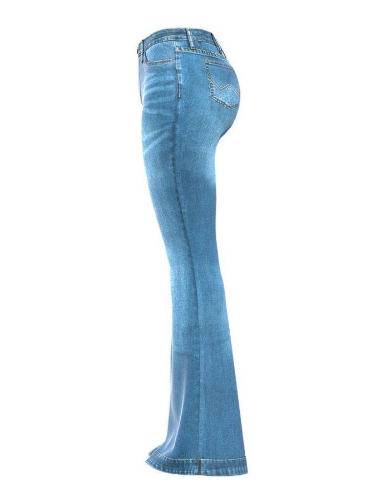 90s Vintage Classic Flare Hem High Waist Jeans - memokitz